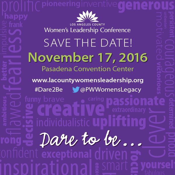 LACWomenLeaders's tweet photo. Register now for the #LACounty Women's Leadership Conference on 11.17! #Dare2Be #leadership https://t.co/seZ5kHEOhB https://t.co/4pw5kbL43a