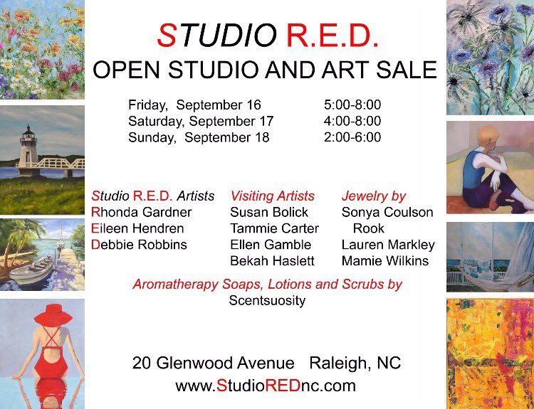 Who's joining us for this weekend's show @ Studio R.E.D. in <a href="/DowntownRaleigh/">Downtown Raleigh Alliance</a> ? Can't wait!! #RaleighArt #artshow