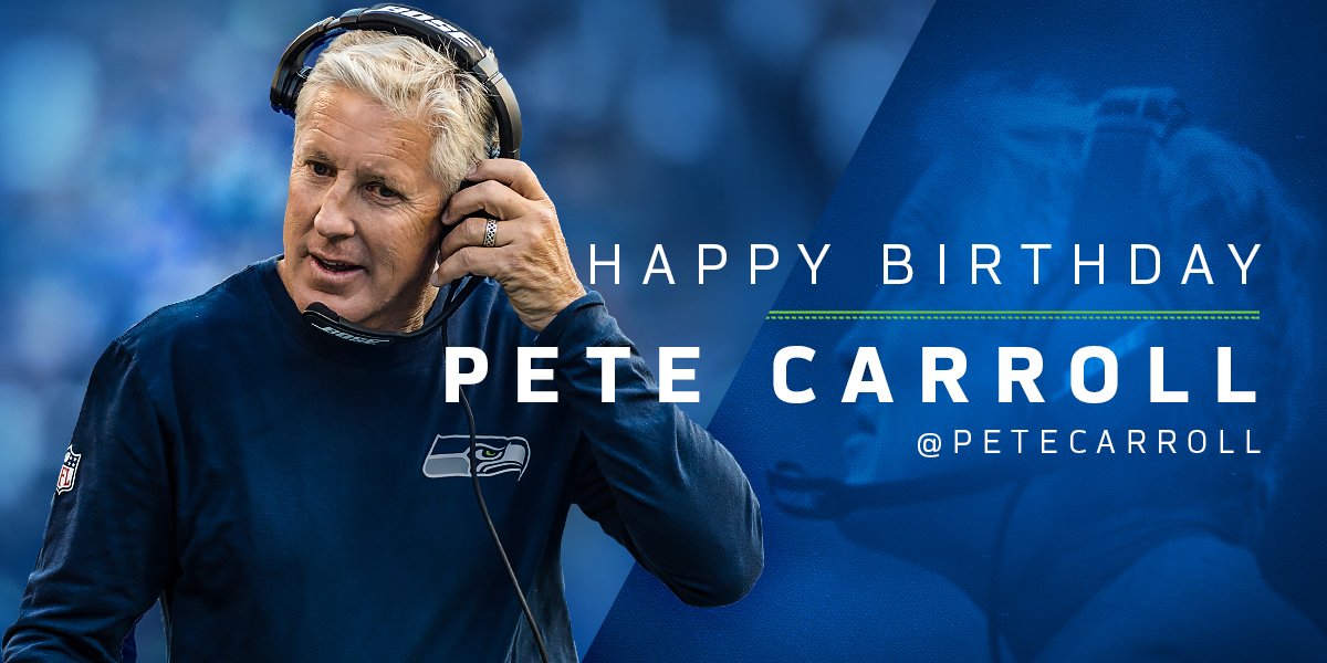 Seahawks's tweet photo. RT to wish Coach @petecarroll a #HappyBirthday! 🎉🎂 https://t.co/zQhHqcxzn1
