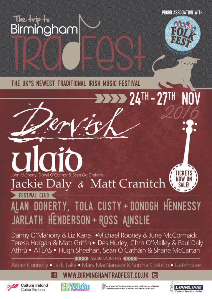 Here it is... Our 2016 Line up poster! 
#birminghamtradfest #festival #tradfest #irishmusic #birmingham