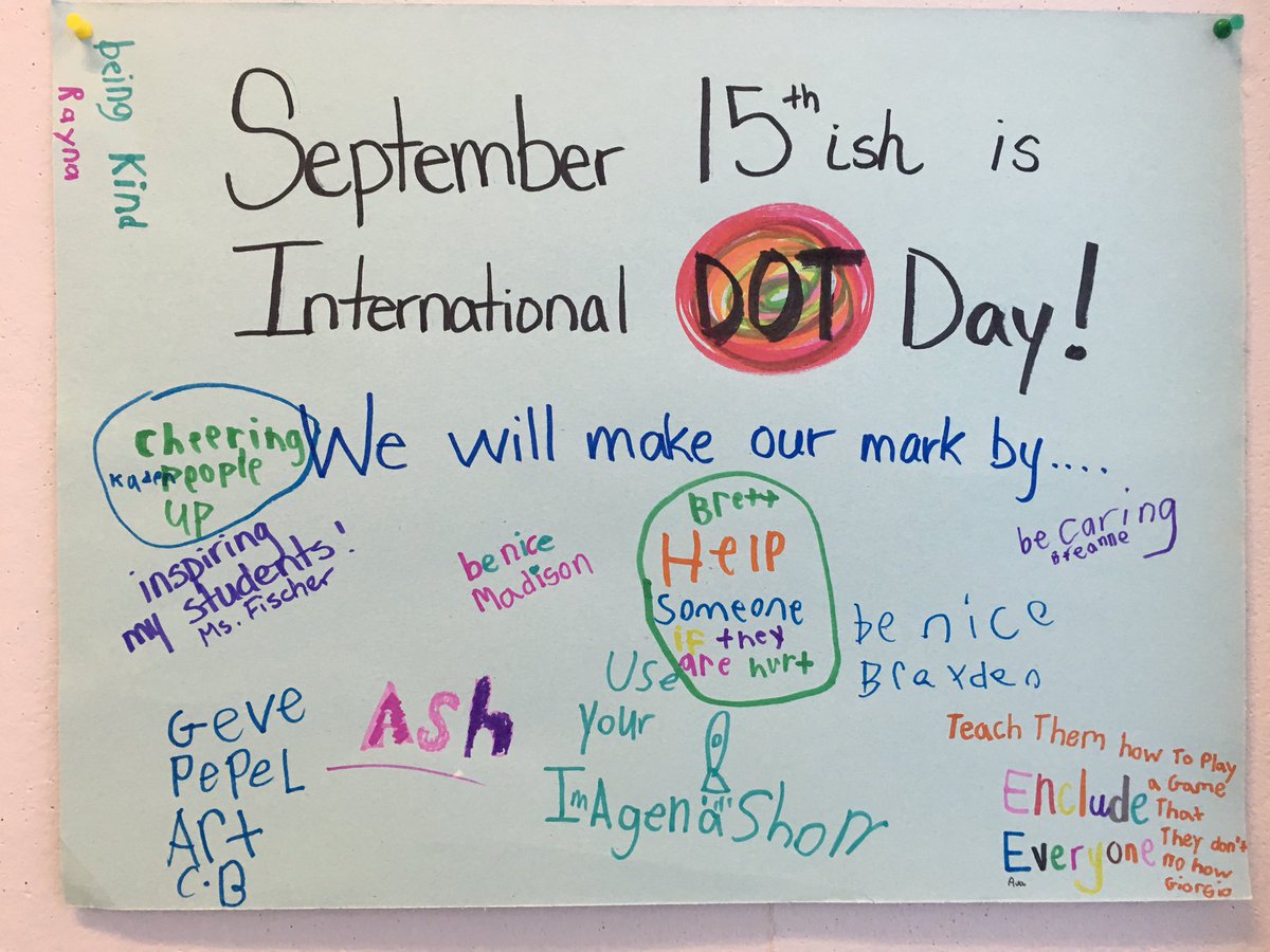 ddfish's tweet photo. @peterhreynolds we love the dot! The Gr.3/4's have made their mark! #InternationalDotDay #sncdsb #HASlearns https://t.co/xgcWEe9yQY
