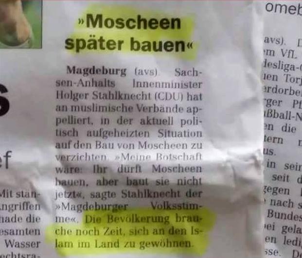 OnlineMagazin's tweet photo. 🆘‼️🔥 Merkel party planning massive building mosques. But not at moment, the population has get accustomed to Islam! https://t.co/wIRQRxNThQ