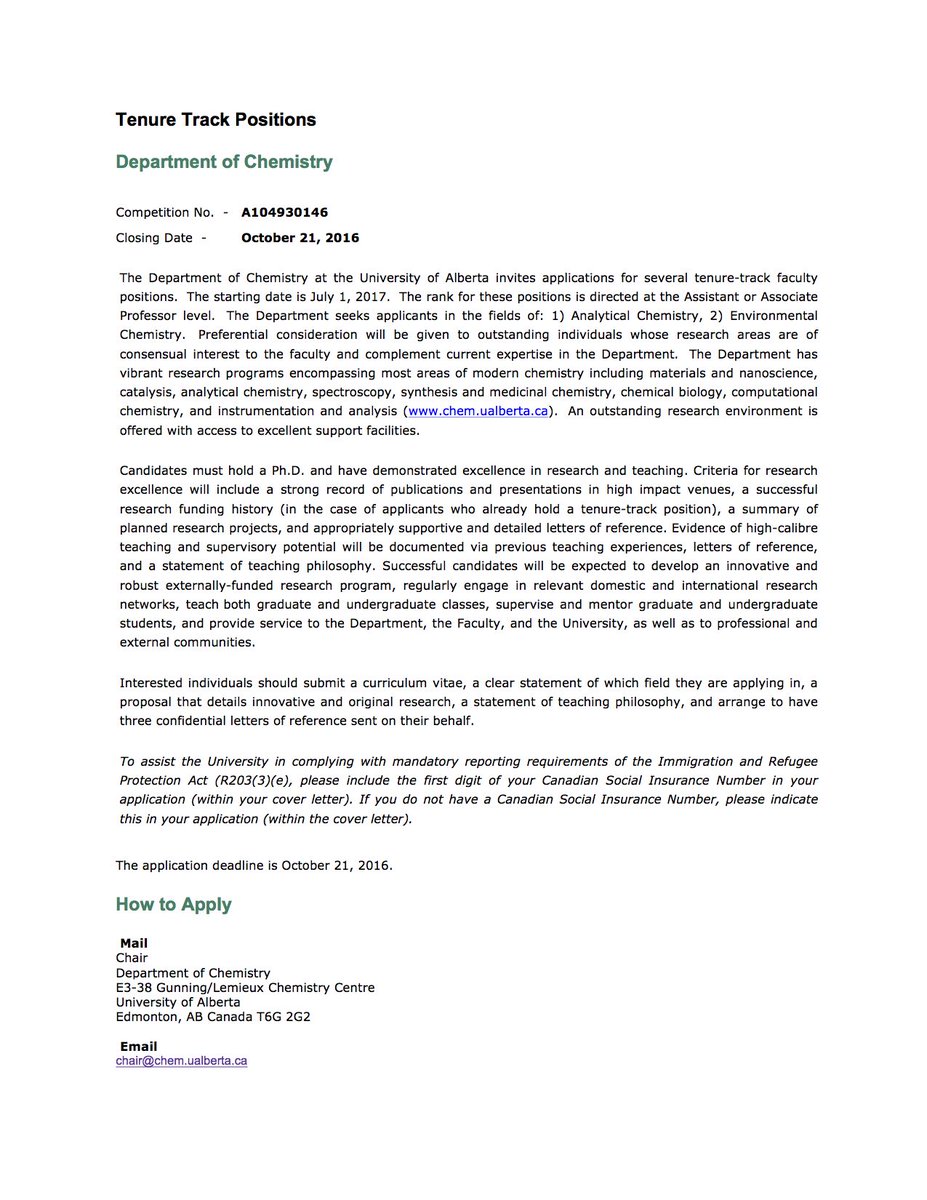 Uofa Analytical Chem On Twitter Faculty Positions Open