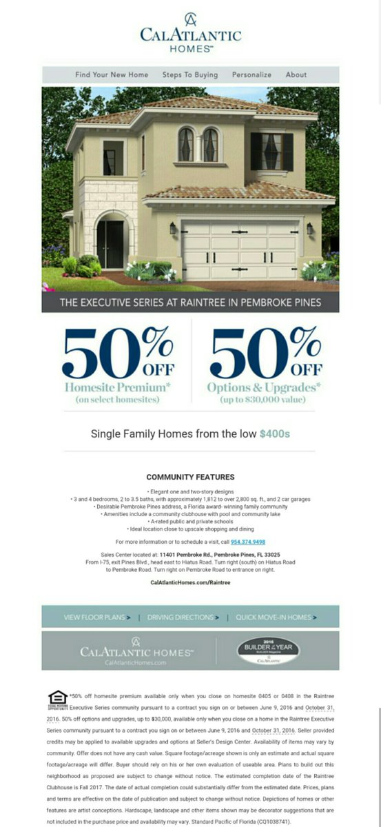HomeBuilderNetw's tweet photo. Great deals happening right now at Raintree in Pembroke Pines! 50% off upgrades &amp; lot... https://t.co/3dmcg44qbN https://t.co/sRiktHgWrc