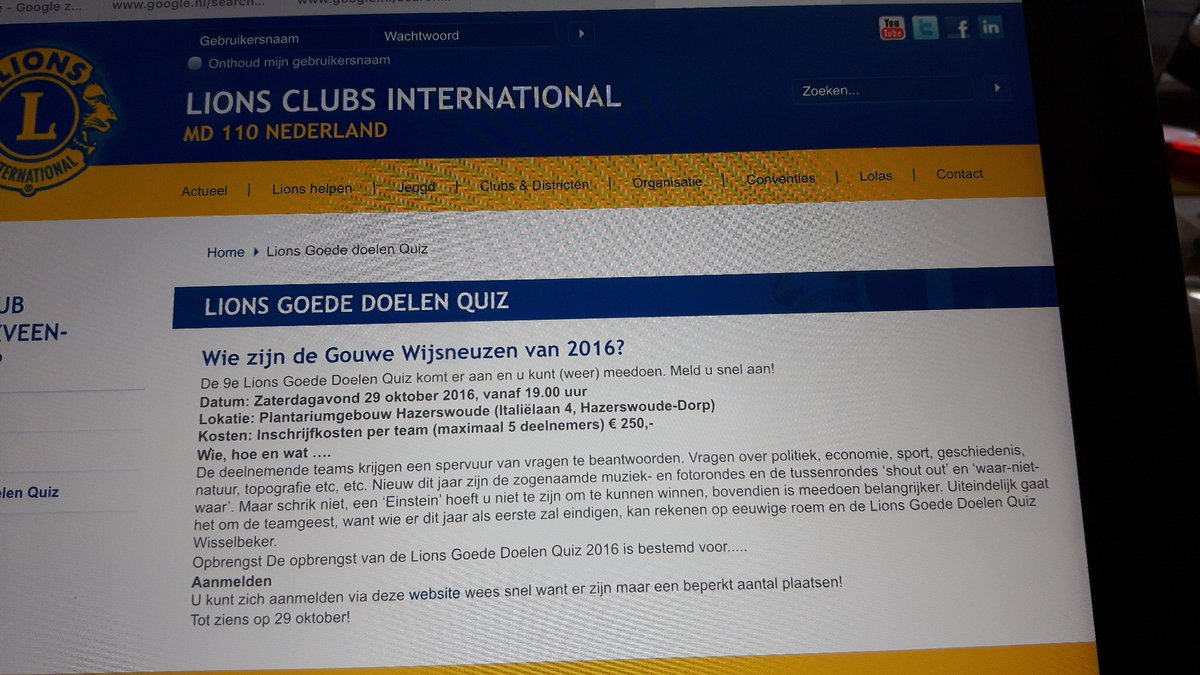<a href="/Dierendal/">KB Dierendal</a> is 1 van de goede doelen van de <a href="/LionsClubWB/">LionsWB</a> kennisquiz. We doen ook mee: wie komt ons team versterken?