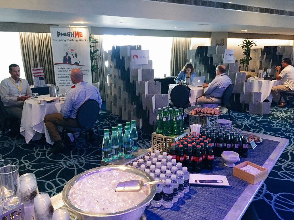IntersectionsES's tweet photo. Meetings now in session! @PhishMe @RedOwlytics @LogRhythm @RiskIQ @Sophos @cylanceinc @securityinno @twistandshoutUK https://t.co/ubRMPfSk8t