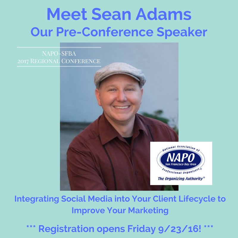 NAPOSFBA's tweet image. Are you ready for #2017SFRegCon?! Meet #SeanAdams of #ToGetSeen, our Pre-Con speaker. Registration opens 9/23/16