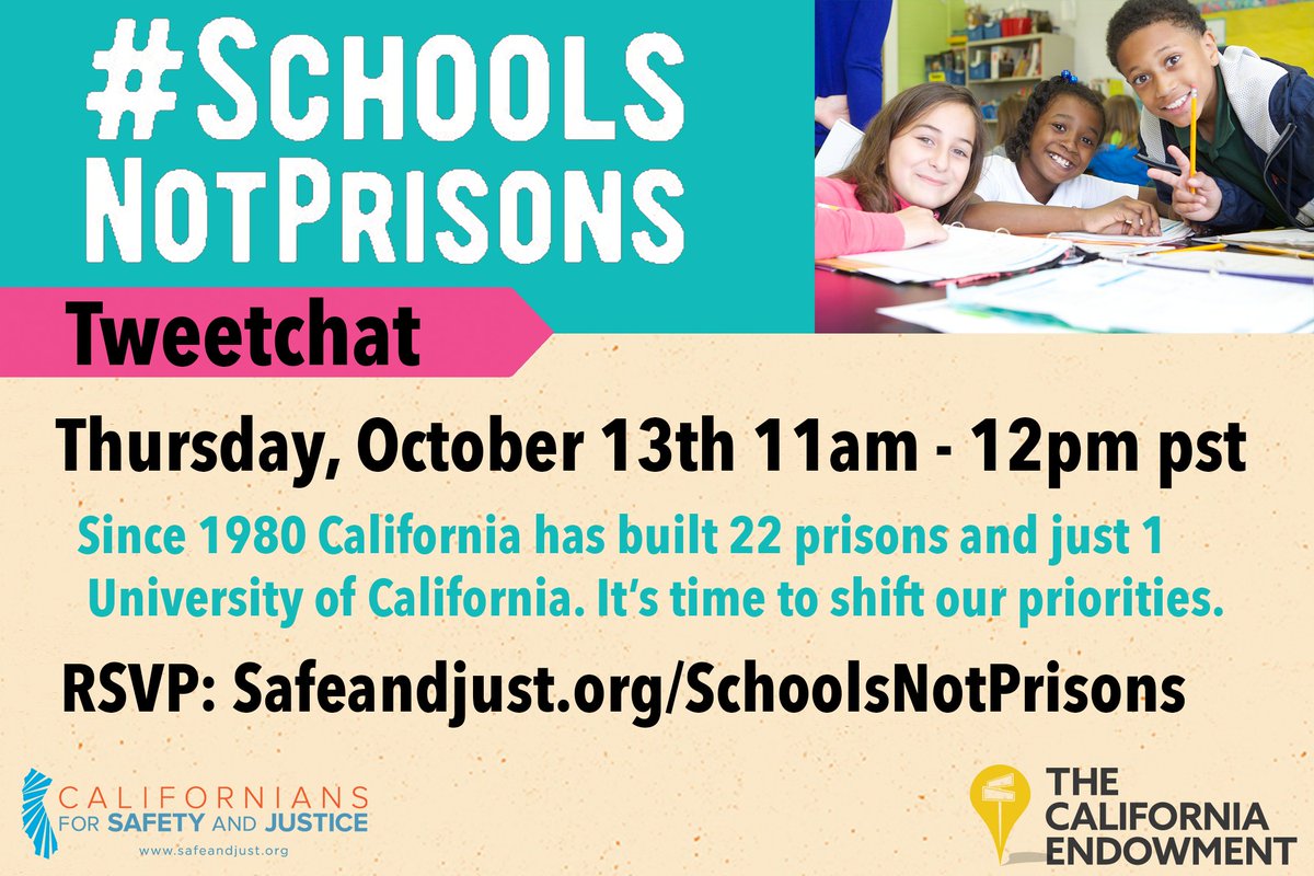 safeandjust's tweet photo. Save The Date! Join the #SchoolsNotPrisons Tweet Chat Oct 13th! RSVP: https://t.co/eifLlrLQWY https://t.co/IVM2qpMgaX