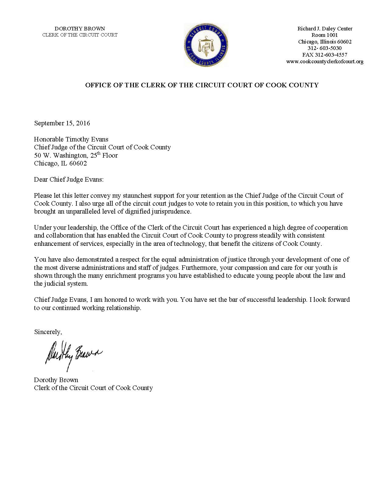 Dorothy Brown on Twitter: "I support the retention of Chief Judge