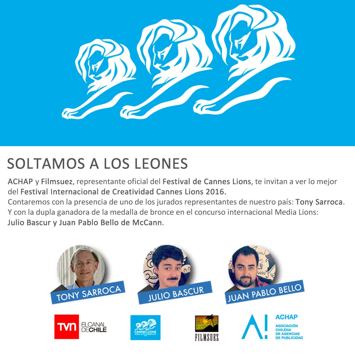 El 28.09 en <a href="/TVN/">TVN</a> <a href="/tonysa77/">tony sarroca</a> de <a href="/simple_chile/">Simple</a> contará su experiencia como jurado en #Cannes achap.cl/festivales/jor…