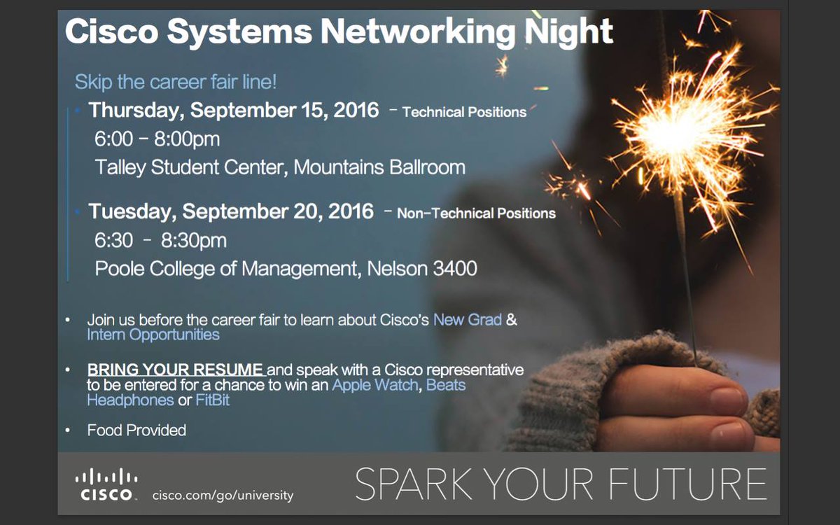 TheCiscoIntern's tweet photo. #Cisco coming to @NCStateEngr TODAY! Learn about awesome #internship &amp; #job opportunities with an amazing company! https://t.co/mk6tMK38QC