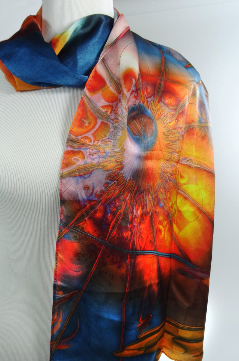 scarvesbyellen's tweet photo. Long Silk Satin Scarf - "Olympus Mons" design. Wearable art, orange a… https://t.co/FVDFZ53efy #Gifts #AbstractScarf https://t.co/doZLwrdkr6