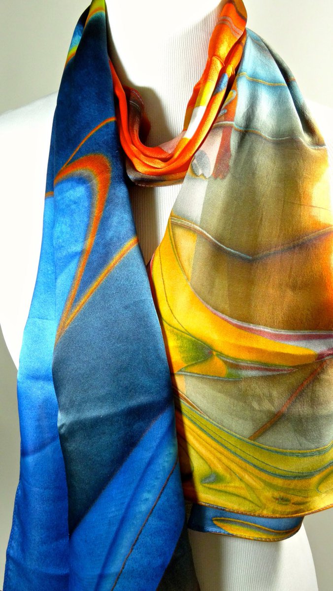 scarvesbyellen's tweet photo. Long Silk Satin Scarf - "Olympus Mons" design. Wearable art, orange a… https://t.co/FVDFZ53efy #Gifts #AbstractScarf https://t.co/doZLwrdkr6