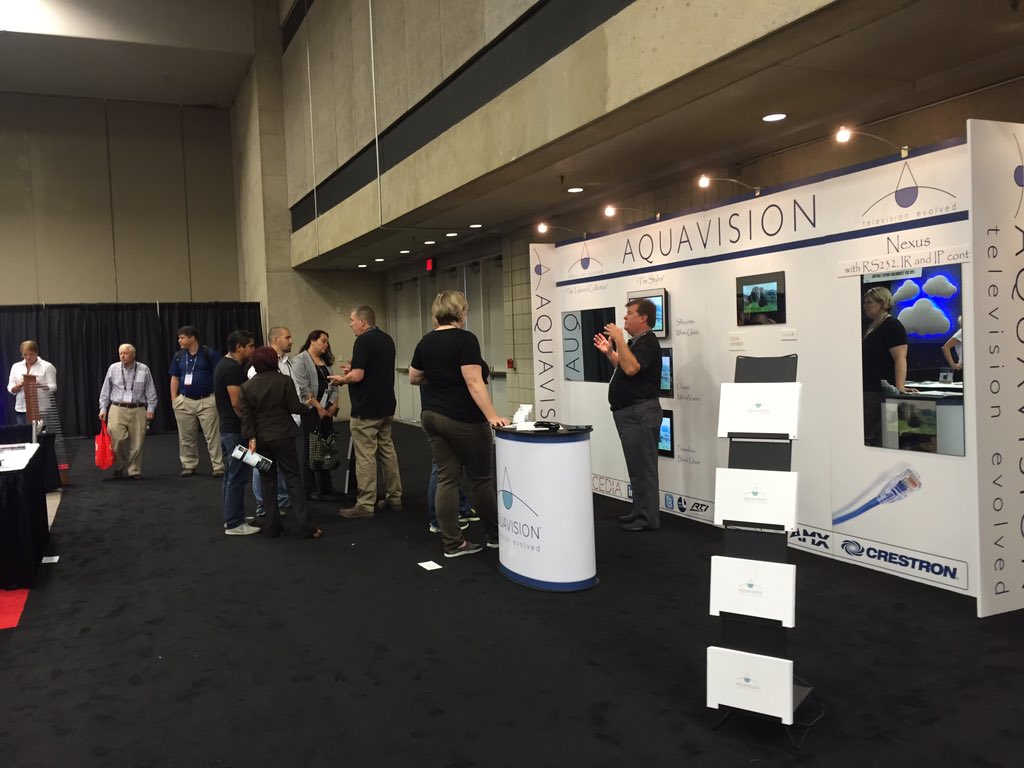 Aquavision_tv's tweet photo. It's getting busy in booth #1223 ! Come and see our new #nexus #iptvs #cedia16 @cedia https://t.co/vK7LOZzbHO