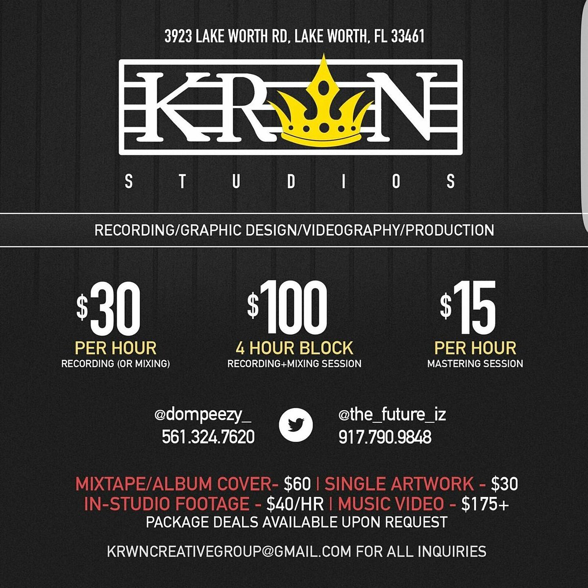 HighLevelMuzic's tweet photo. GET BOOKED TOMORROW!! INVEST in YOURSELF. 💵🔱💯🔥 #KRWNSeason #krwnrecords #PalmBeach #Engineer #producer #Studio https://t.co/JusZgUTtZ6