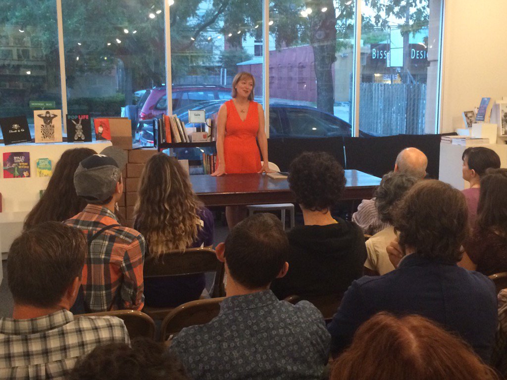 BrazosBookstore's tweet photo. Jennifer Grotz chats with the audience after tonight's reading! #WindowLeftOpen @GraywolfPress https://t.co/cODVdeU0S2