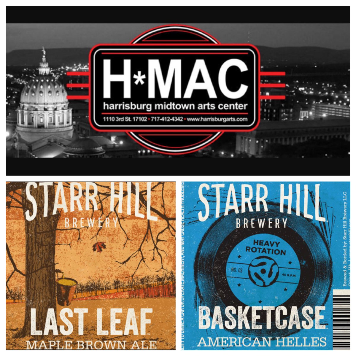 StarrHill_PA's tweet photo. Brand New Starr Hill Beers at HMAC! 5pm-You keep the Glass!! @StarrHill @StarrHill_PA @WILSBACHDISTHBG https://t.co/4YUqDTfFGI