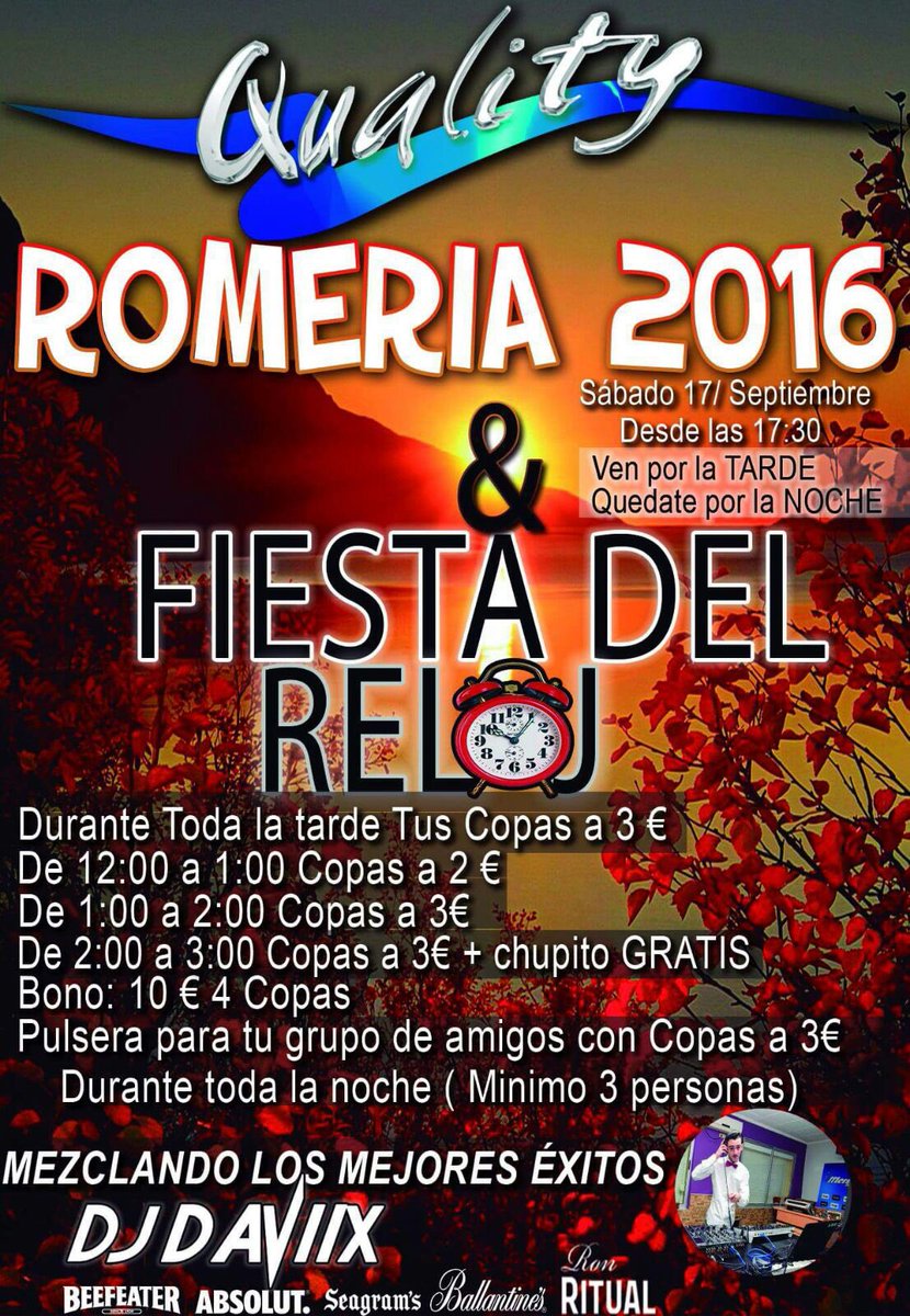 PubQuality's tweet photo. Romería 2016, desde por la tarde con la mejor fiestas y la fiesta del reloj, no faltes!! https://t.co/w4P6kNO5yW