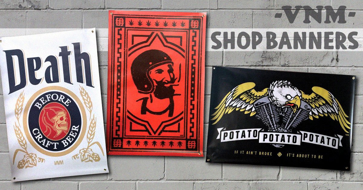 TheVNM's tweet photo. New shop banners are now in the store! Heavy waterproof vinyl banners with brass grommets! https://t.co/B5oD18ZzCB https://t.co/vk8eUS1gib