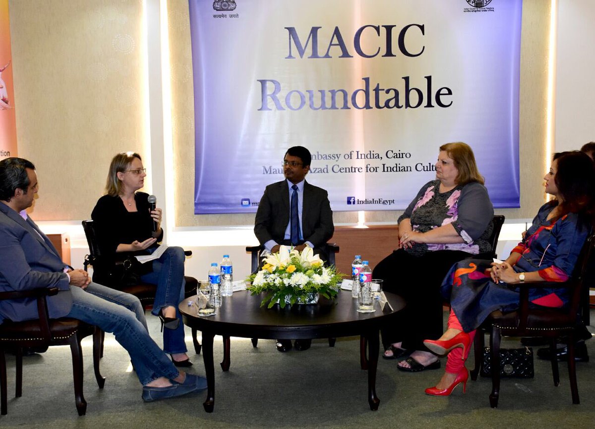 AmbSanjay_'s tweet photo. Culture bridges civilisations #MACICRoundtable discuss cooperation Bollywood Art Music Dance Theatre Youth @MEAIndia https://t.co/m6qBKrWwB6