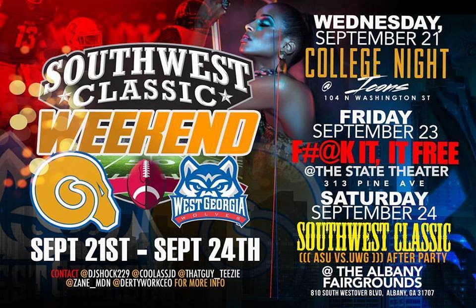 #SouthWestClassic 
#ASUvsUWGWKND 
FRIDAY JUMP OFF SEPT. 23
#ASU17 #UWG17 #FVSU17 #VSU17
#DERTYWORKENT 5