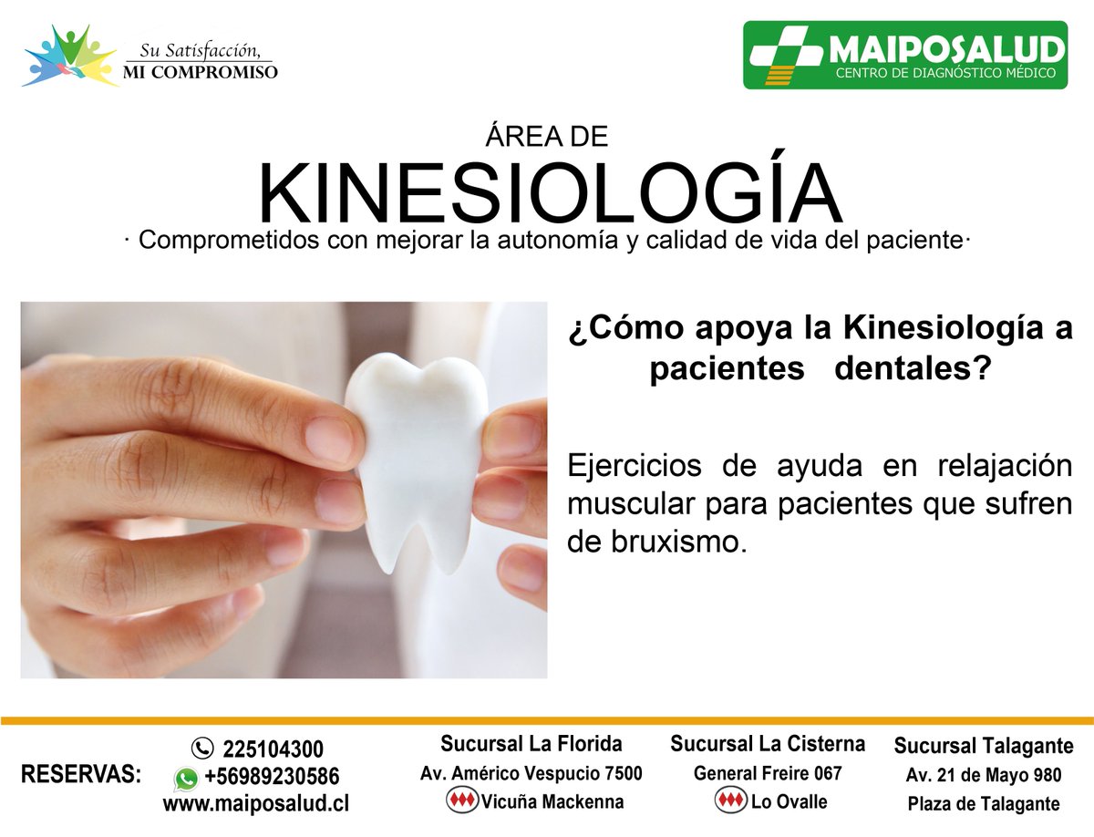 Maiposalud's tweet photo. ¿Sabía usted que la Kinesiología puede ayudarlo con sus problemas de bruxismo? 
#evaluaciónkinesiológicaGRATUITA. https://t.co/Rwgwksjj9M