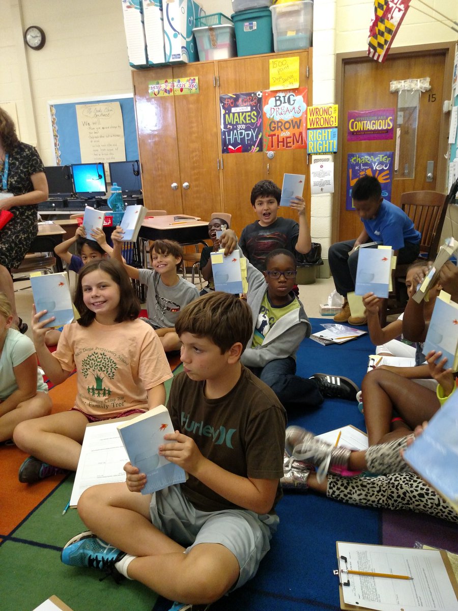 Cookgr4warren's tweet photo. My 5th graders love reading and discussing events/characters from Out of My Mind! @WarrenES_BCPS https://t.co/BhcQAsJO8m