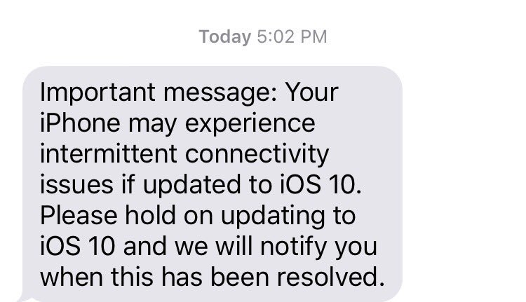 SimoneCyra's tweet image. Just received this message, wth?! #IOS10problems