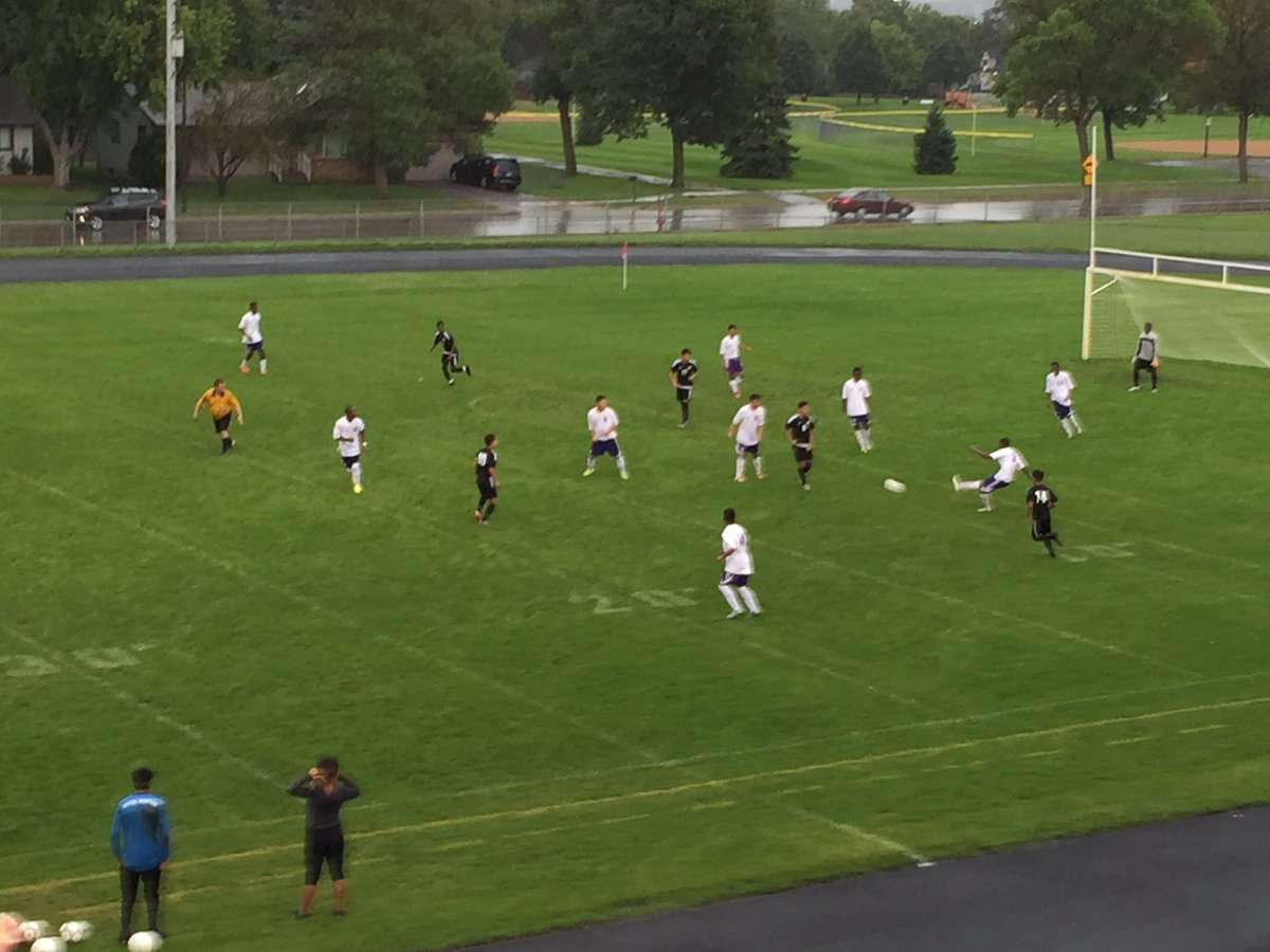 centaurs_bc's tweet photo. Soccer in the rain at Brooklyn Center. Centaurs v. Fridley. Staying dry in the pressbox. #CentaurNation #TMCPride https://t.co/3rW6cbJv9W
