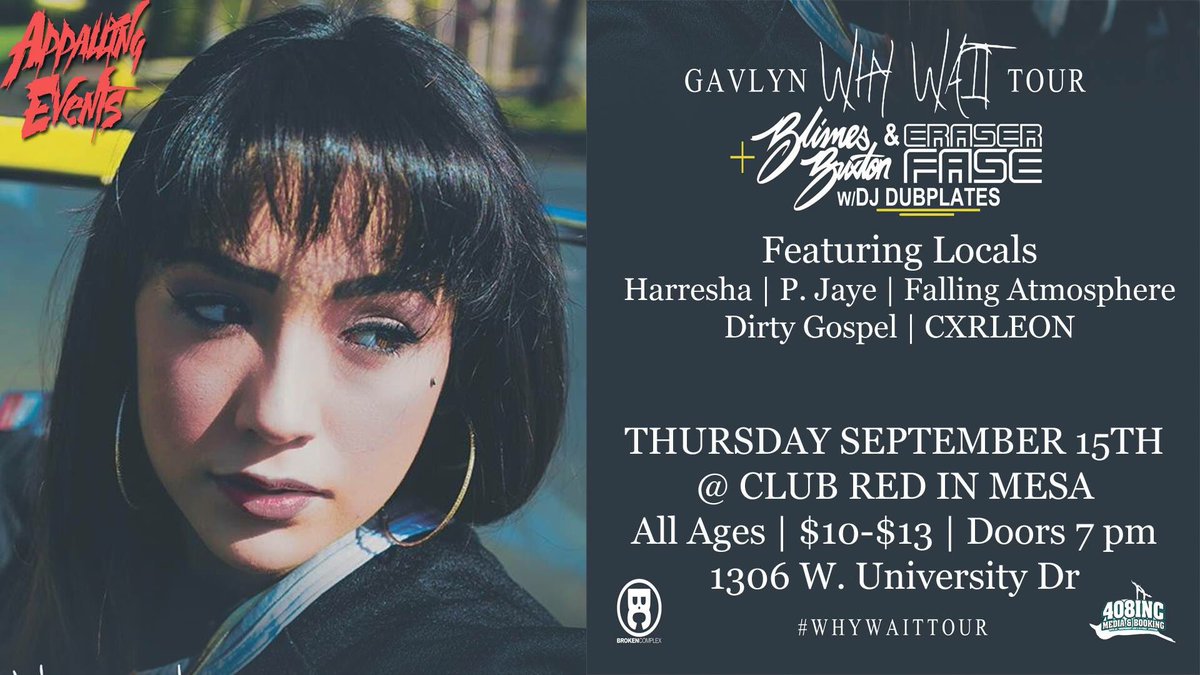 blimesbrixton's tweet photo. #mesa, #arizona tonight with the #whywaittour squad. tell a homie. https://t.co/gkFw9tEHzN