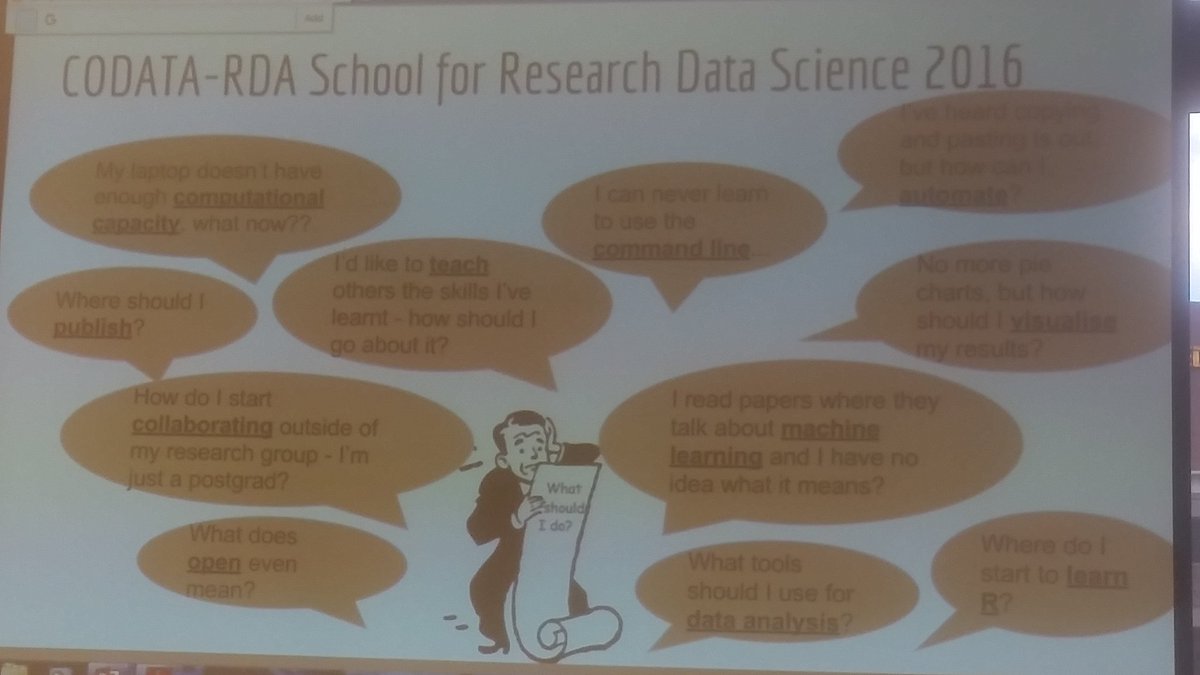 aneldavdw's tweet photo. The kind of questions that were addressed by #DataTrieste... Really relevant 2 researchers arnd the world #IDW2016 https://t.co/qxrk94PFgH