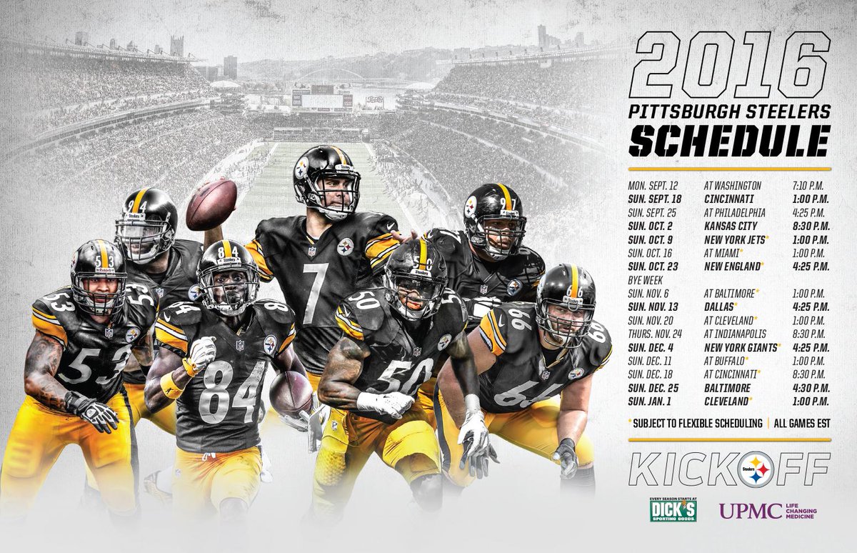 steelers's tweet photo. Who’s ready for #SteelersKickoff? Retweet for your chance to win an autographed version of this poster. #HereWeGo https://t.co/KCkWeHCR7Q