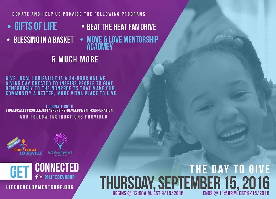 KingFellowship's tweet image. Less than 5 hours left of Louisville's biggest day of charity. #givelocallouisville Support @LifeDevCorp!