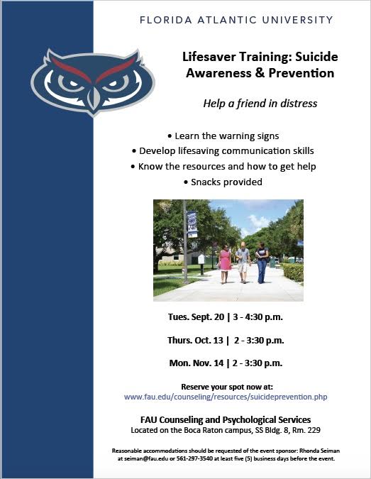 Check out these awareness events to learn about Suicide Prevention!