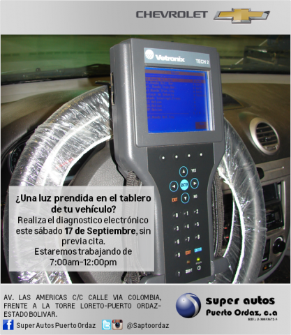 SAPtoOrdaz's tweet photo. Este sábado 17 de Septiembre te ofrecemos venta de repuestos y servicio a tu vehículo #Chevrolet. Te esperamos! https://t.co/o9F2bxaVJK