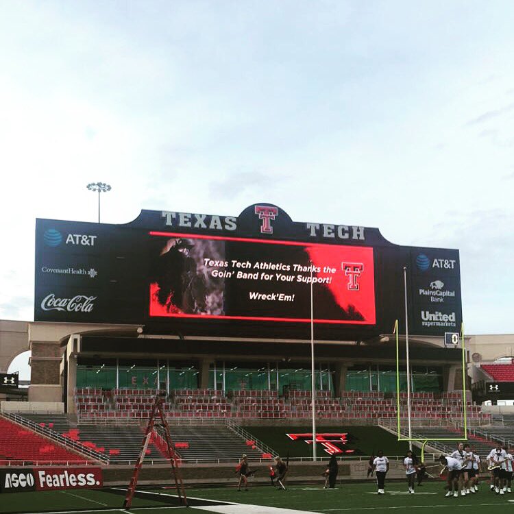 TTUGoinBand's tweet photo. We appreciate the support @TechAthletics!! #StrongerTogether #WreckEm https://t.co/PBffNsqBSa