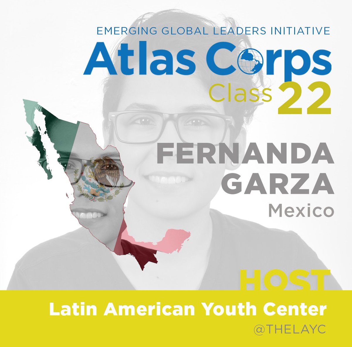 atlascorpsapply's tweet photo. Fernanda Garza is an @AtlasCorps from #Mexico! Fernanda will be serving at @THELAYC! https://t.co/jB4Qwu8MV1 https://t.co/wMr9fv4O9w