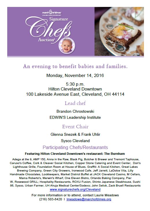 Join us Nov. 14 at The Hilton Cleveland Downtown to sample fabulous food for a great cause! signaturechefs.org/Cleveland