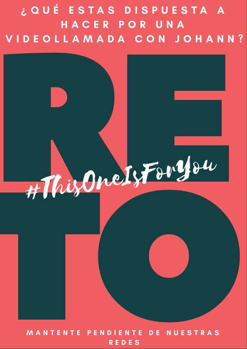 teamjohannquito's tweet image. ¿Qué estás dispuesta a hacer por una video llamada con @JohannVera1? No te pierdas el reto #ThisOneIsForYou 😏🎉