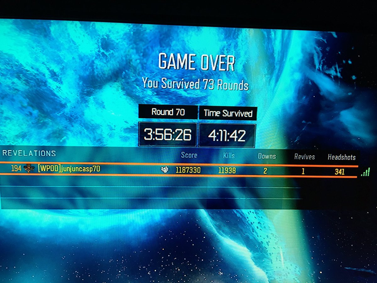 junjuncasp70's tweet photo. Ok I'm done going for high rounds taking a break off zombies for the rest of the year #Round73 #Revelations https://t.co/WZDhJHW54d