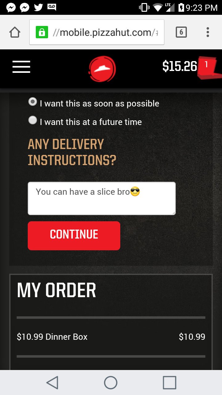 When #Pizzahut always come thru😎😂💯 https://t.co/UoJm0L4WU2