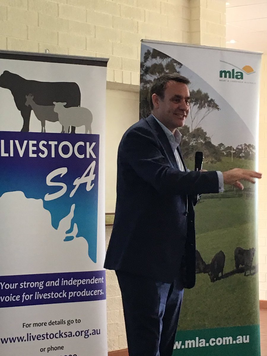Livestock_SA's tweet photo. @meatlivestock's Richard Norton discusses marketing and R&amp;D at the #LivestockSA AGM &amp; SA Cattle Producers Forum https://t.co/OiT2UvPZsf