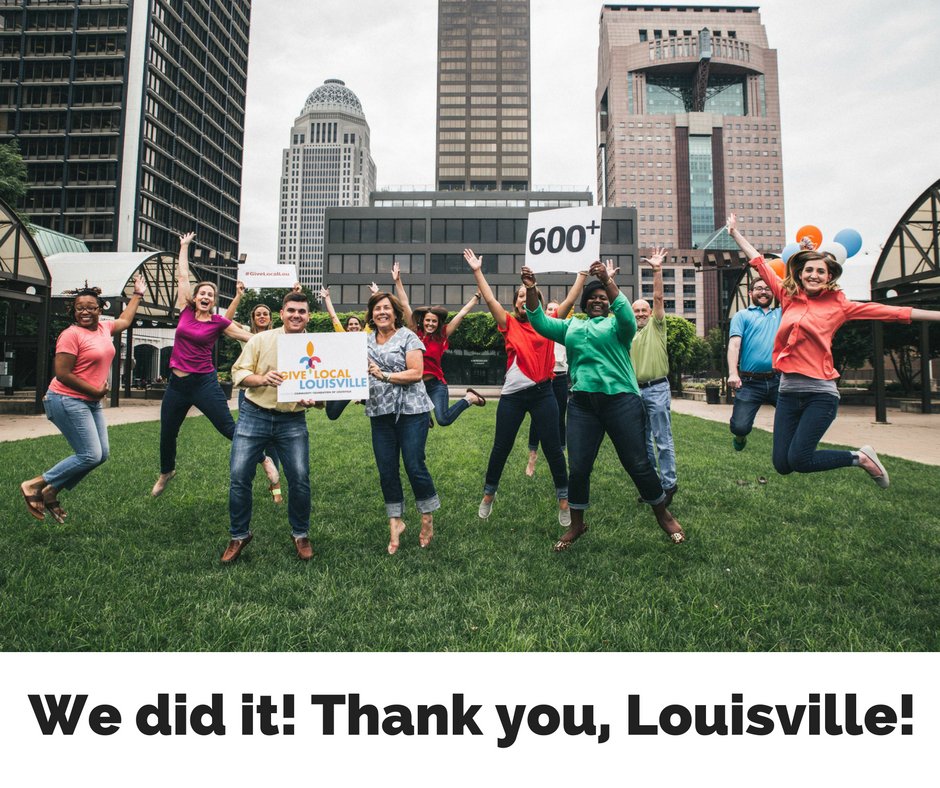 cflouisville's tweet image. WE DID IT!! Over $4 million for local nonprofits! Thank you, Louisville! #GiveLocalLou