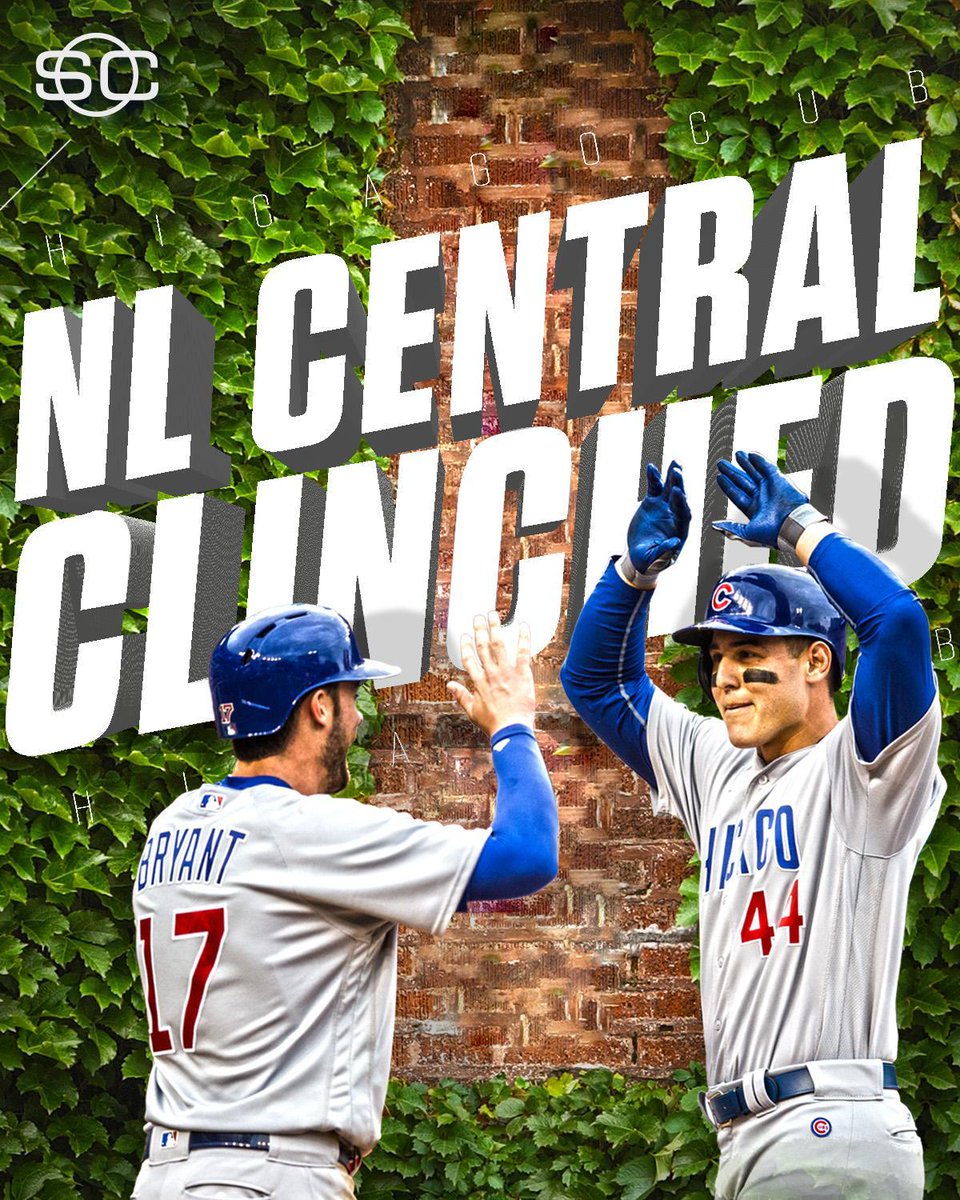 SportsCenter's tweet photo. It's Sept. 16th and Cubs have already clinched their division.
Chicago clinches division after STL falls to SF, 6-2. https://t.co/JiIr8j4OMb