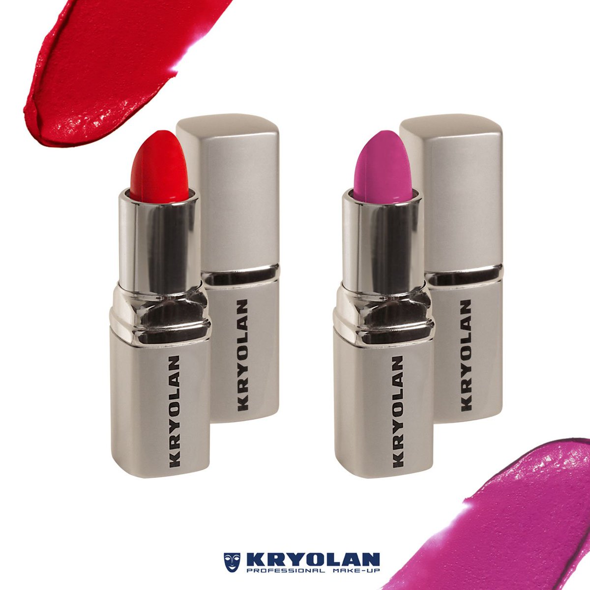 kryolankzn's tweet photo. Hot red or hot pink, you’re bound to steal the show in either of these Lipstick classic colours! 💄 #KryolanKZN https://t.co/gR2TRkyllB