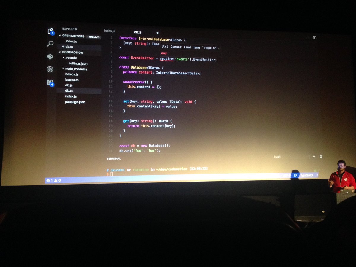 kary_key's tweet photo. A lot of #typescript and #livecoding from @DKundel during @CodemoWarsaw #codemoWarsaw2016 https://t.co/w0XFihyqZJ