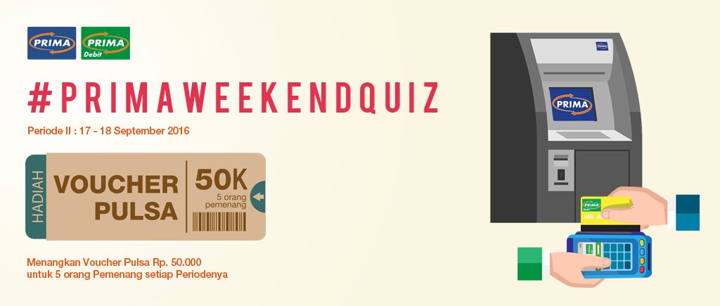 Tweeps, siap-siap jawab pertanyaan dari
#PRIMAWEEKENDQUIZ besok dan menangkan voucher pulsanya!
