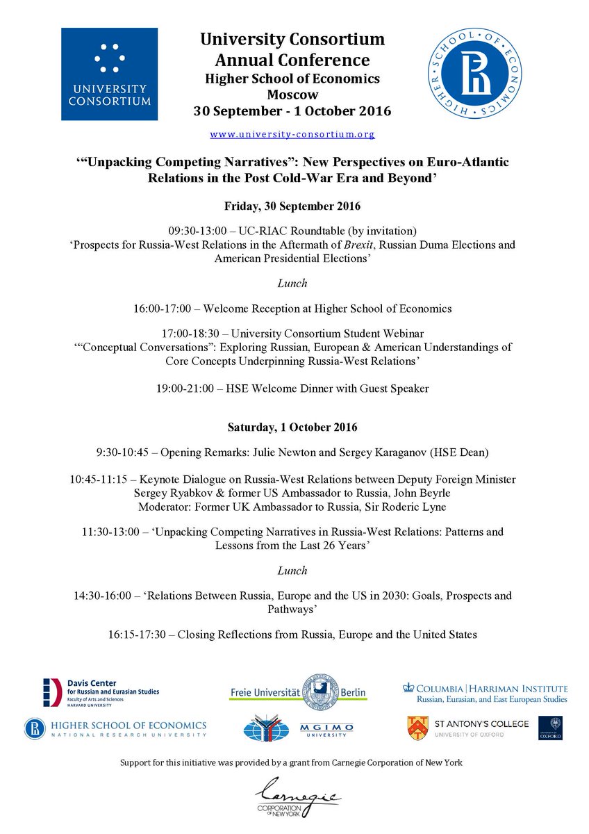 Just two weeks to go till our 1st annual #UCConference 30 Sep - 1 Oct <a href="/HSE_eng/">HSE University</a>. #UnpackingNarratives #StudentWebinar