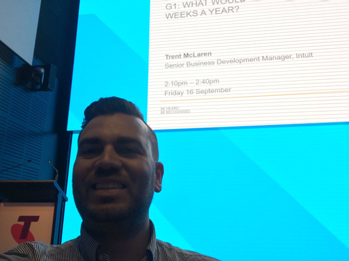 trent_mclaren's tweet photo. Epic day here at @cpaaustralia #cpataff we talked getting back 9 weeks through mobile #innovation @QuickBooksAU https://t.co/qtrOl97ewB