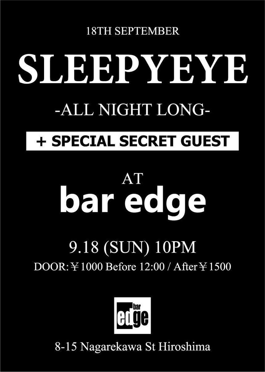 susu3pi's tweet photo. Sunday 9.18 @edge_hiroshima https://t.co/aqyeW1s6fQ